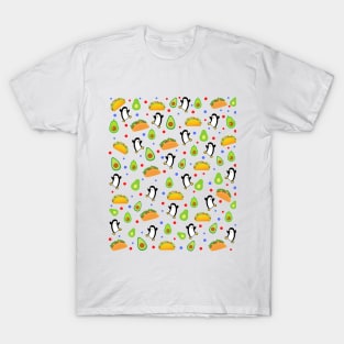 Tacos and avocado face mask, Penguin face mask. T-Shirt